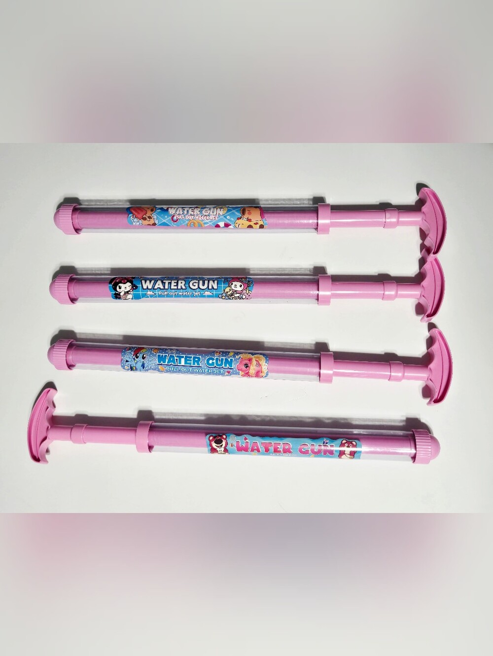 4 Pack Pink Pull-Out Water Squirters Cartoon Pool Beach Toys New
